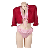 Final Fantasy VII Aerith Gainsborough 4 Piece Set Bikinis Swimsuit Cosplay Costume Outfits Halloween Carnival Suit Original Design